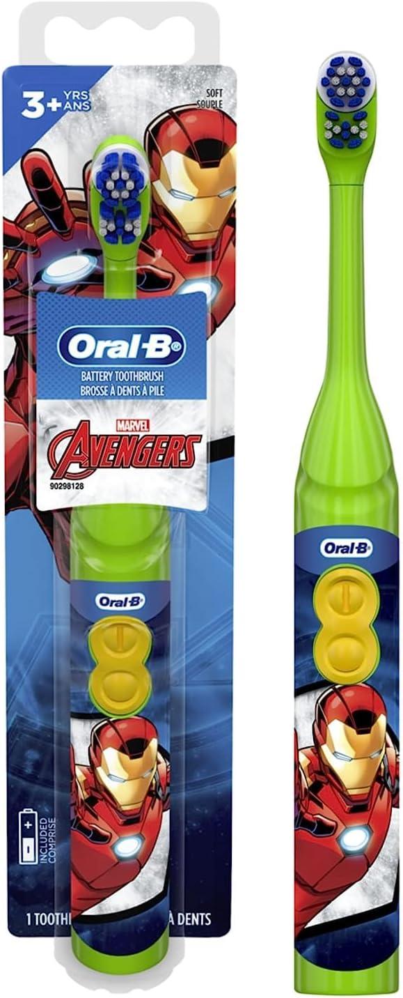 image:imageOralB Kids Battery Toothbrush Featuring Marvels Avengers Soft Bristles for Kids 3 Character May Vary1 Count Pack of 2
