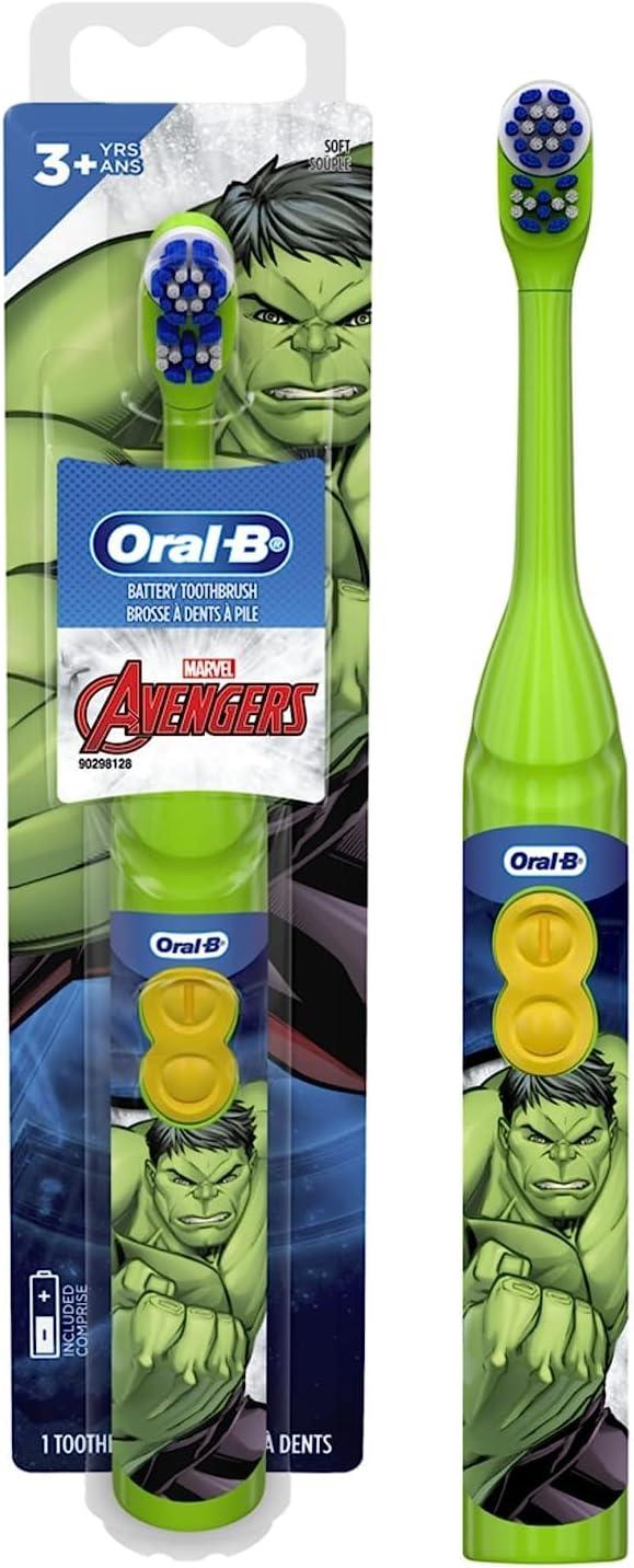 image:imageOralB Kids Battery Toothbrush Featuring Marvels Avengers Soft Bristles for Kids 3 Character May Vary1 Count Pack of 2