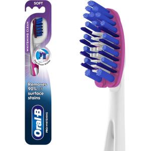 Oral-B 3D White Deep Stain Remover, 1 count toothbrush SOFT, Removes 90% of surface stains, whitens teeth, deep reach, removes plaque and stains tooth brush(1 Count (Pack of 1))