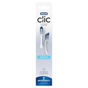 Oral-B Clic Toothbrush replacement heads, 2 count toothbrushes, white refill brush heads(1 Count (Pack of 2))