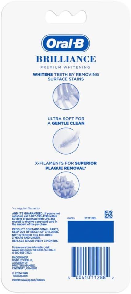 image:imageOralB 3D White Brilliance toothbrushes 4 Count Toothbrush Extra Soft Tough on Plaque Gentle on Gums whitening Tooth Brush1 Count Pack of 4