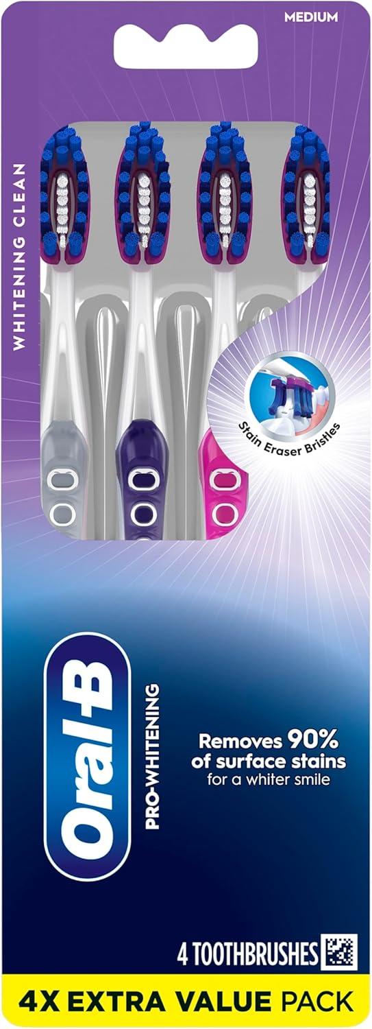 image:imageOralB 3D White Deep Stain Remover toothbrushes 2 count toothbrush MEDIUM Removes 90 of surface stains whitens teeth deep reach removes plaque and stains tooth brushMulticolor