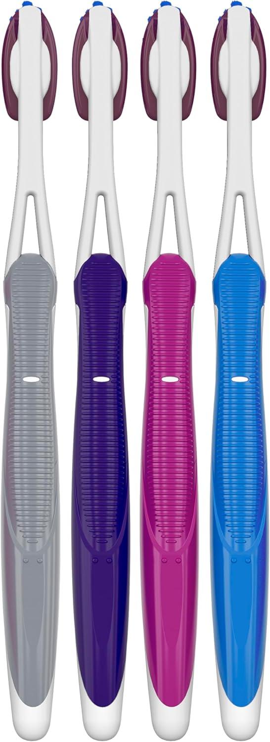 image:imageOralB 3D White Deep Stain Remover toothbrushes 2 count toothbrush MEDIUM Removes 90 of surface stains whitens teeth deep reach removes plaque and stains tooth brushMulticolor