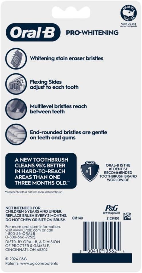 image:imageOralB 3D White Deep Stain Remover toothbrushes 6 Count Toothbrush Soft Removes 90 of Surface Stains whitens Teeth deep Reach removes Plaque and Stains Tooth BrushMulticolor