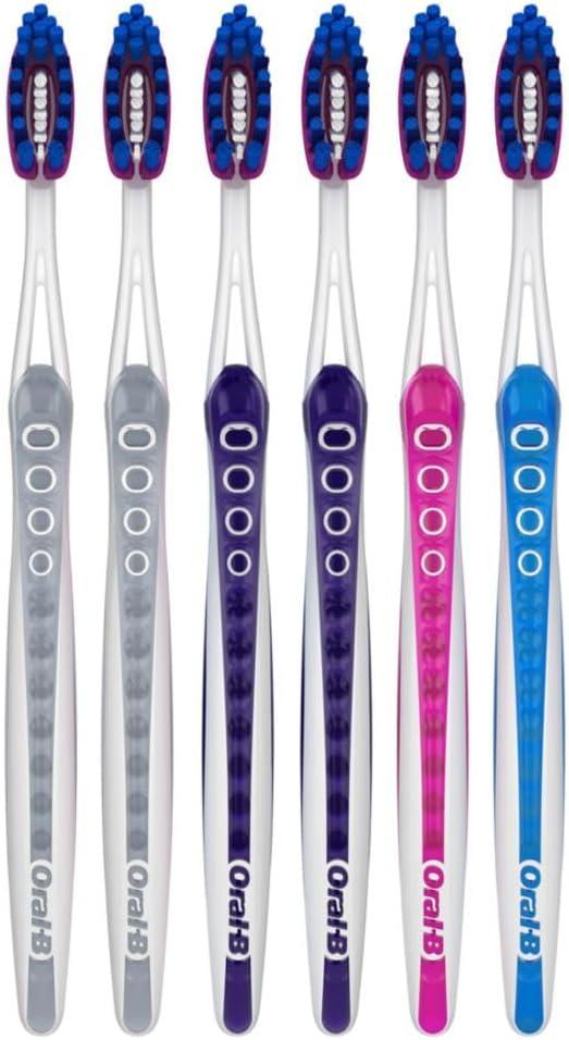 image:imageOralB 3D White Deep Stain Remover toothbrushes 6 Count Toothbrush Soft Removes 90 of Surface Stains whitens Teeth deep Reach removes Plaque and Stains Tooth BrushMulticolor