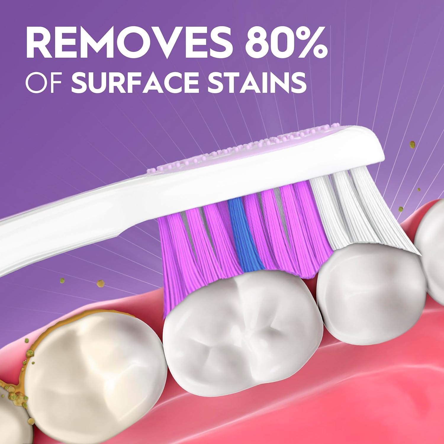 image:imageOralB 3D White Stain Eraser 4 Count Soft Manual tootbrush Pack Removes Stains Whitens Teeth Tongue and Cheek Cleaner4 Count Pack of 1