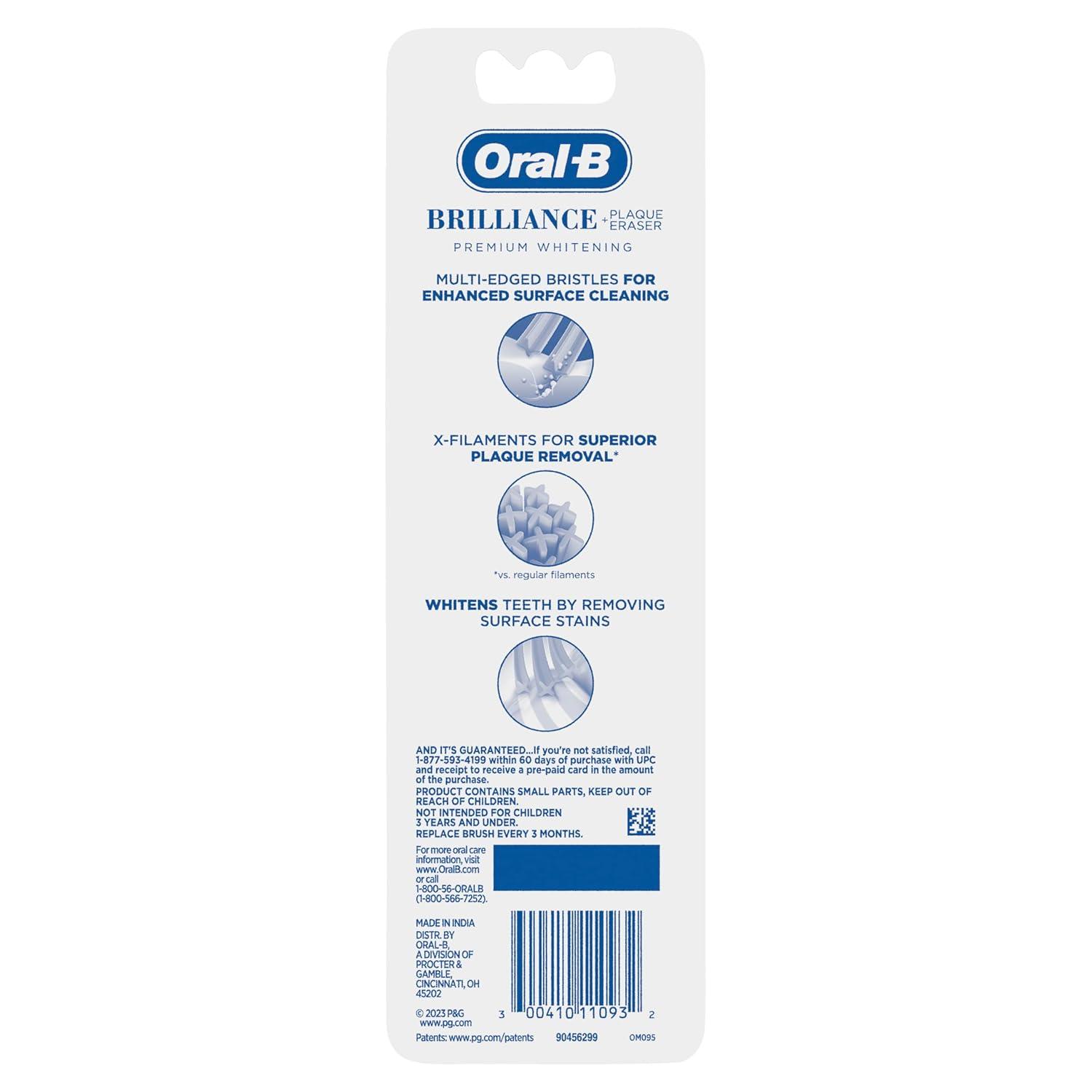 image:imageOralB Brilliance Premium Whitening Toothbrush with Plaque Eraser Medium Sky Blue and Gray 2 Count