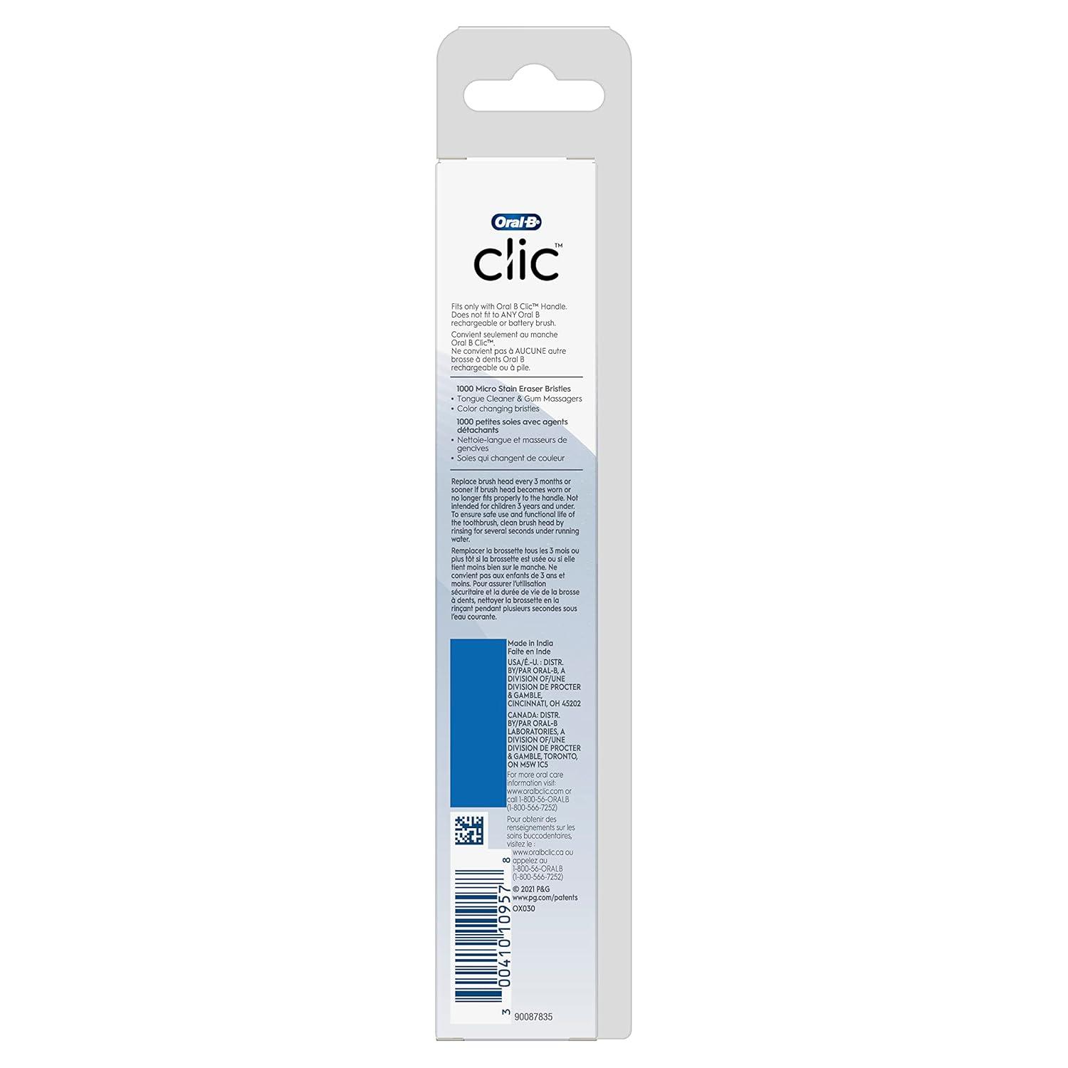 image:imageOralB Clic Toothbrush Whitening Replacement Brush Heads White 2 Count