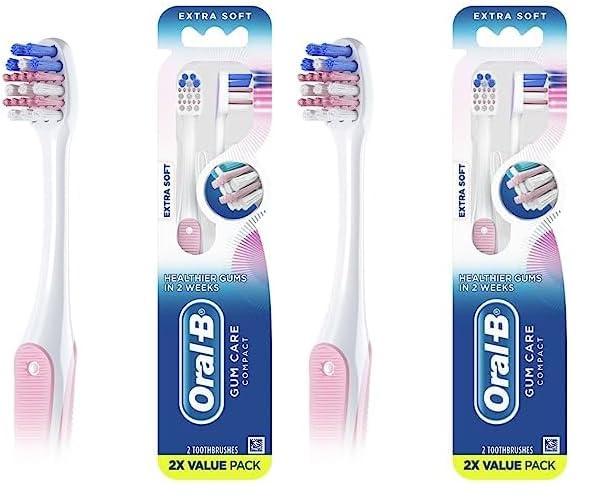 image:imageOralB Gum Care Sensitive toothbrushes 2 Count tootbrush Extra Soft Gentle on Teeth Gentle on Gums Extra Soft Tooth Brush Compact ToothbrushPink