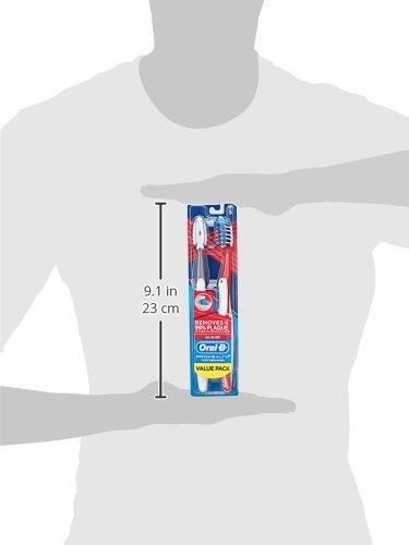 image:imageOralB Pro Health CrossAction Plaque Removal toothbrushes 2 Count Toothbrush Medium Deep Reach in Tight Spaces Tongue Scraper Tooth Brush Plaque Fighter Gentle on Teeth Gum stimulatorsSoft