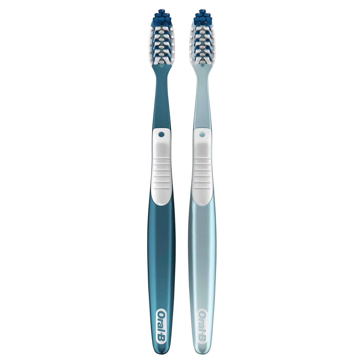image:imageOralB Pro Health CrossAction Plaque Removal toothbrushes 2 Count Toothbrush Soft Deep Reach in Tight Spaces Tongue Scraper Tooth Brush Plaque Fighter Gentle on Teeth Gum stimulators1