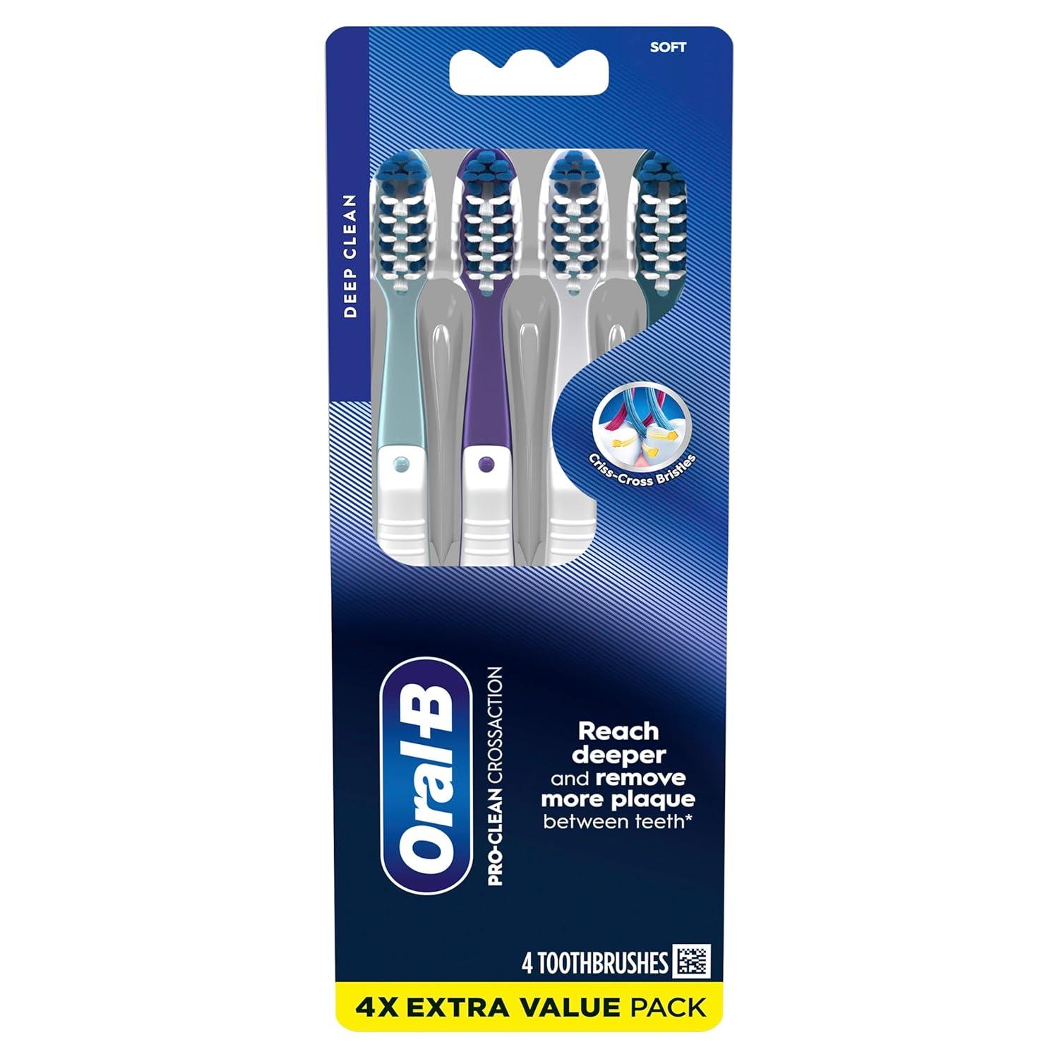image:imageOralB Pro Health CrossAction Plaque Removal toothbrushes 2 Count Toothbrush Soft Deep Reach in Tight Spaces Tongue Scraper Tooth Brush Plaque Fighter Gentle on Teeth Gum stimulators1