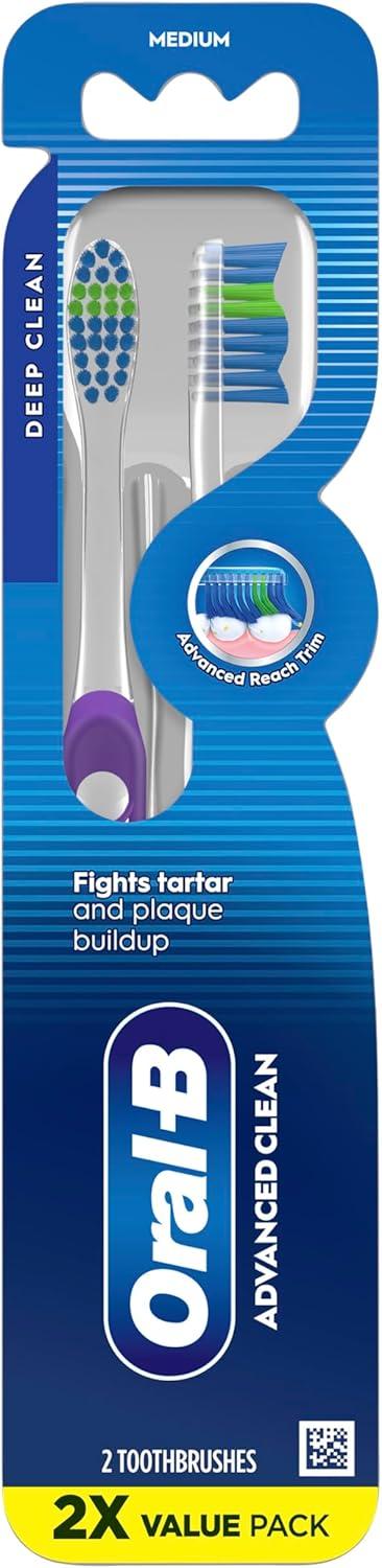 image:imageOralB Pro Health Fights Plaque amp Tartar 2 Count Medium Manual Toothbrush Pack Indicator Bristles Plaque Fighter Gentle on Teeth1 Count Pack of 2