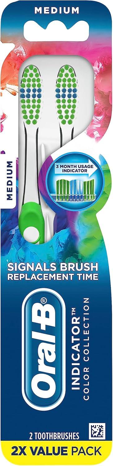 image:imageOralB Pro Health Fights Plaque amp Tartar 2 Count Medium Manual Toothbrush Pack Indicator Bristles Plaque Fighter Gentle on Teeth1 Count Pack of 4