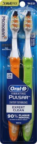 image:imageOralB Pulsar ProHealth Expert Clean Battery electric toothbrush 2 count MEDIUM toothbrush pack removes plaque travel essentials tooth brushColors May Vary
