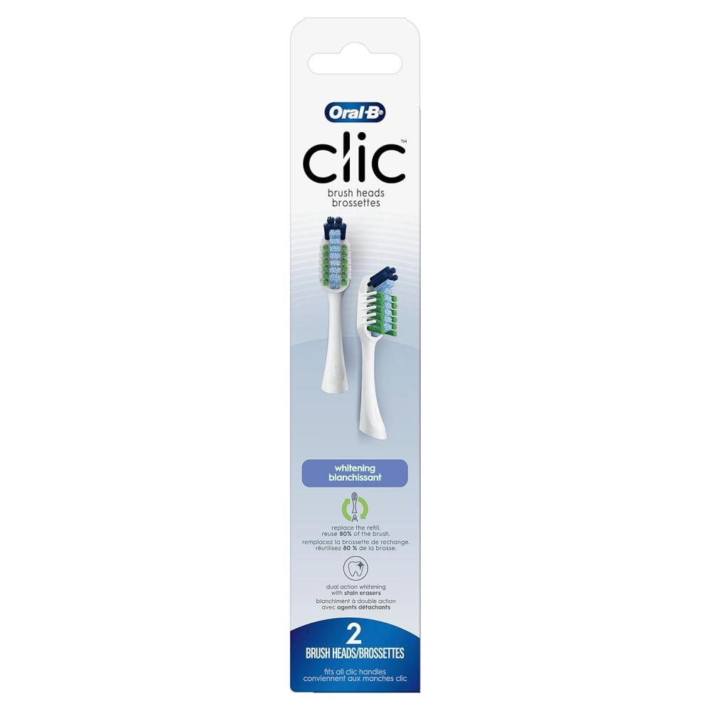 image:imageOralB Clic Toothbrush Whitening Replacement Brush Heads White 2 Count