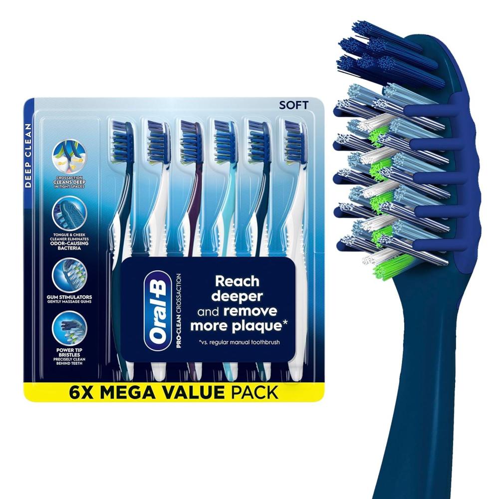 image:imageOralB Pro Clean Cross Action Toothbrushes Deep Plaque Removal 6 Count6 Count Pack of 1