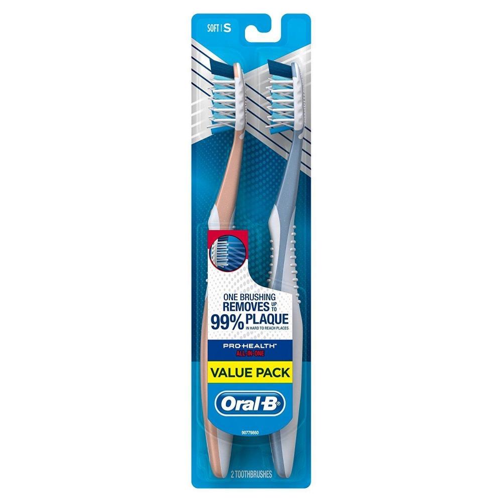image:imageOralB Pro Health CrossAction Plaque Removal toothbrushes 2 Count Toothbrush Medium Deep Reach in Tight Spaces Tongue Scraper Tooth Brush Plaque Fighter Gentle on Teeth Gum stimulatorsSoft