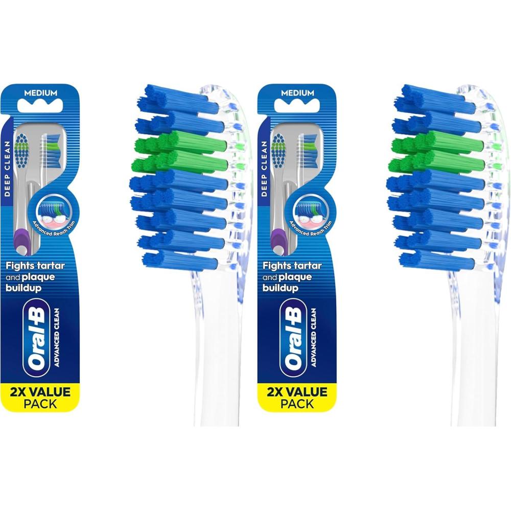 image:imageOralB Pro Health Fights Plaque amp Tartar 2 Count Medium Manual Toothbrush Pack Indicator Bristles Plaque Fighter Gentle on Teeth1 Count Pack of 4
