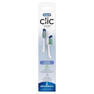 Oral-B Clic Toothbrush Whitening Replacement Brush Heads, White, 2 Count