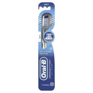 Oral-B Pro Health CrossAction Plaque Removal toothbrushes, 2 Count Toothbrush Soft, Deep Reach in Tight Spaces, Tongue Scraper Tooth Brush, Plaque Fighter, Gentle on Teeth, Gum stimulators(1)