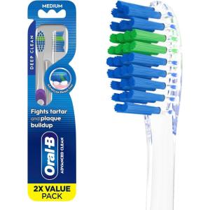 Oral-B Pro Health Fights Plaque & Tartar, 2 Count Medium Manual Toothbrush Pack, Indicator Bristles, Plaque Fighter, Gentle on Teeth(1 Count (Pack of 2))