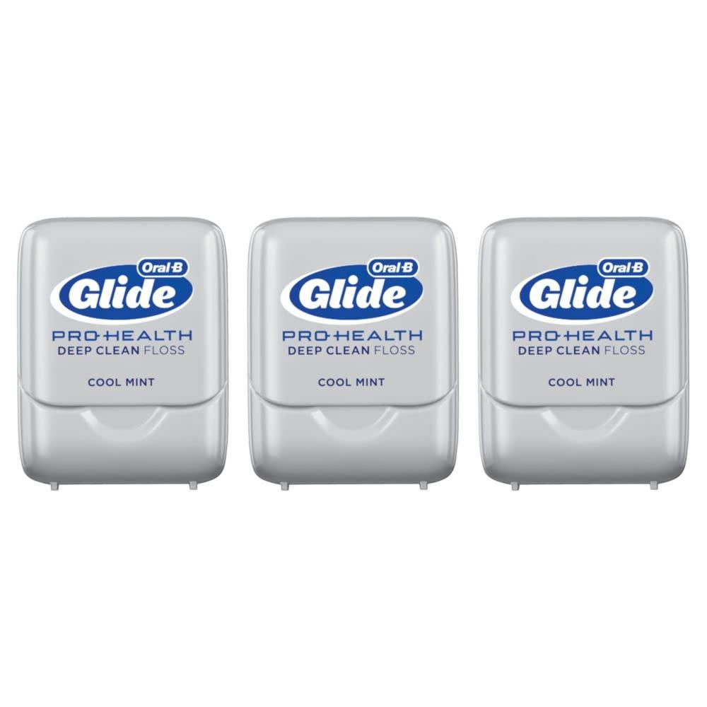 image:imageOralB Glide Dental Floss Shred Resistant Gentle on Gums Natural Wax Slides Smoothly Deep Clean Cool Mint Flavor 40 M 3 Count13123 Foot Pack of 6