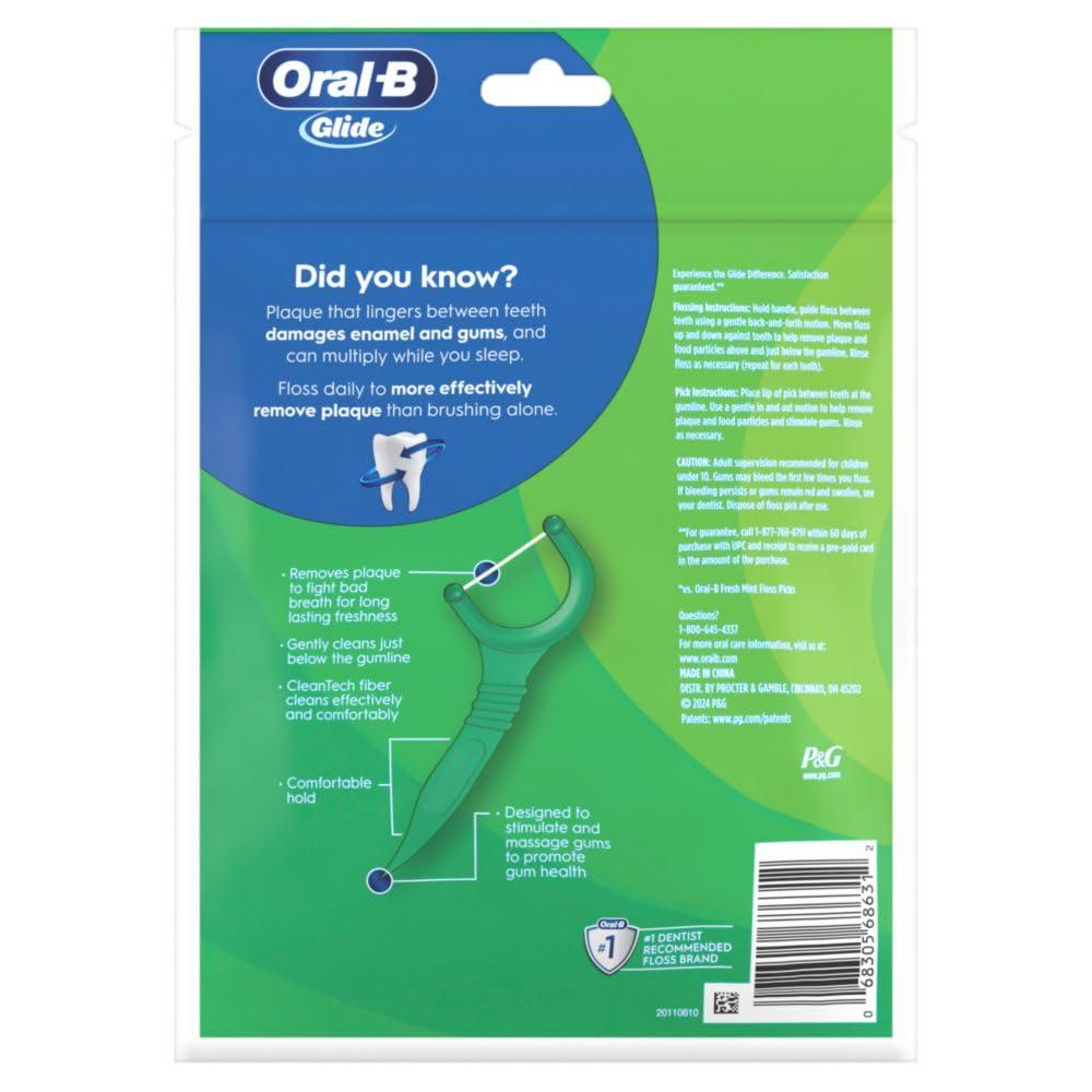 image:imageOralB Glide Mint Dental Floss Picks with Long Lasting Scope Flavor 3 Pack of 75 Picks 225 Total