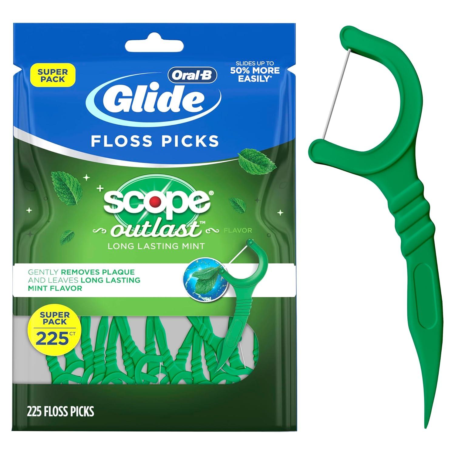 image:imageOralB Glide with Scope Outlast Dental Floss Picks Mint 225 Picks225 Picks Pack of 1