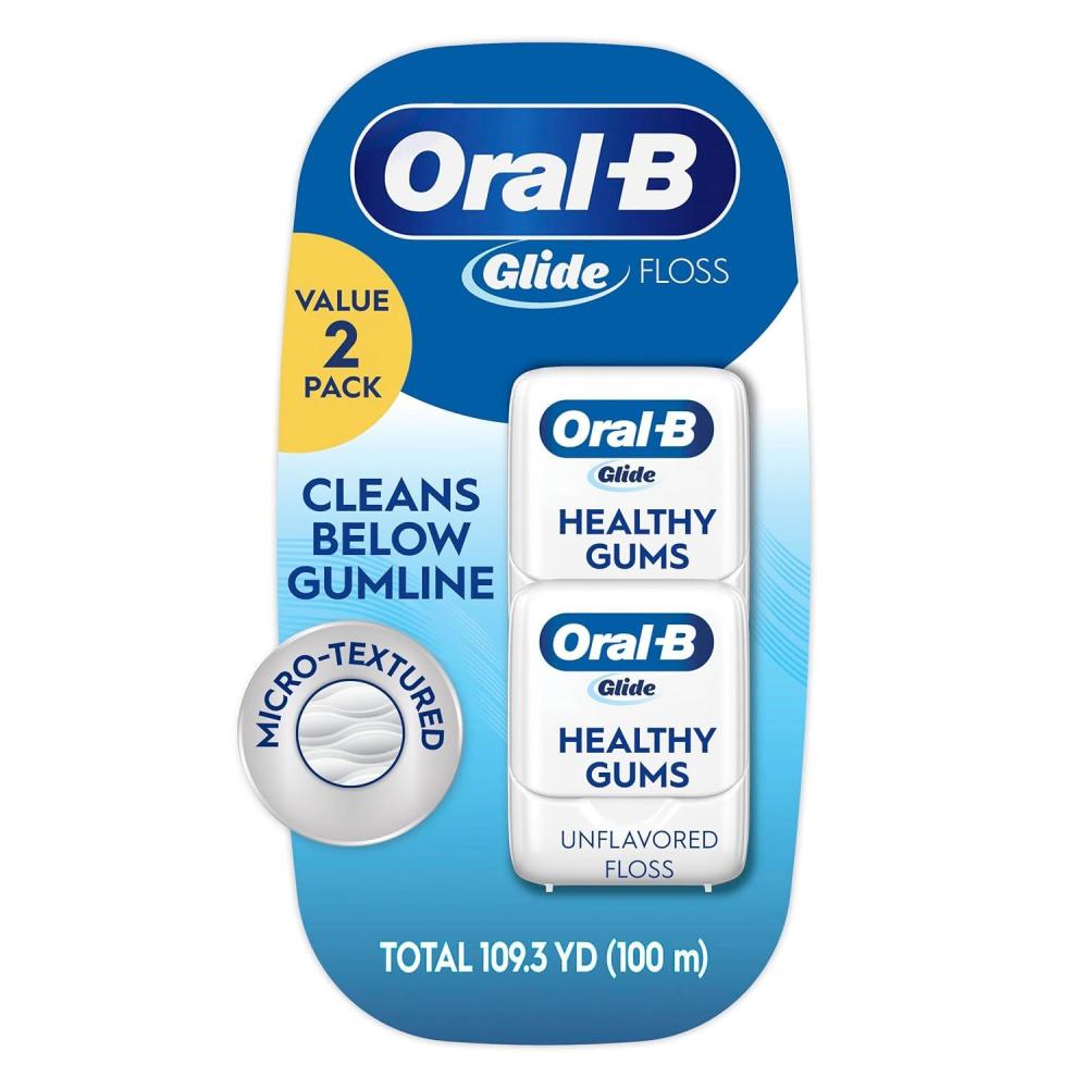 image:imageOralB Glide Healthy Gums Unflavored Dental Floss Smooth Strong Shred Resistant Value 2 Pack 50m Each16404 Foot Pack of 2