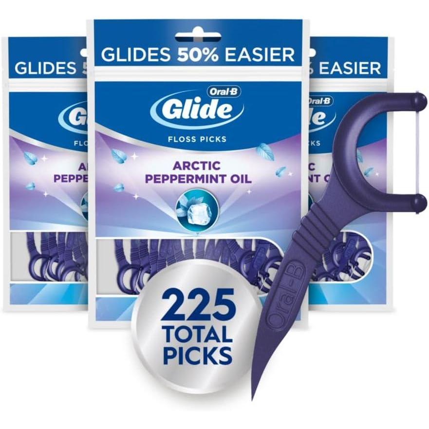 image:imageOralB Glide Peppermint Dental Floss Picks with Arctic Peppermint Oil Flavor 75 Count Pack of 375 Foot Pack of 3