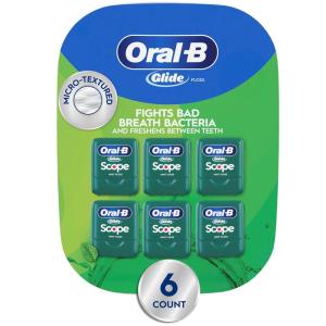 Oral-B Glide Dental Floss, Scope Mint Flavor, 40 m, Pack of 6(787.2 Foot (Pack of 1))