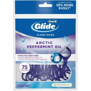 Oral-B Glide Peppermint Dental Floss Picks with Arctic Peppermint Oil Flavor, 75 Count, Pack of 3(75 Count (Pack of 1))