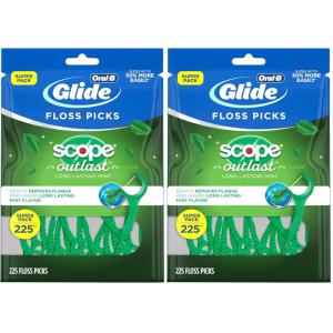 Oral-B Glide with Scope Outlast Dental Floss Picks, Mint, 225 Picks(225 Picks)