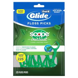 Oral-B Glide with Scope Outlast Dental Floss Picks, Mint, 225 Picks(225 Picks (Pack of 1))
