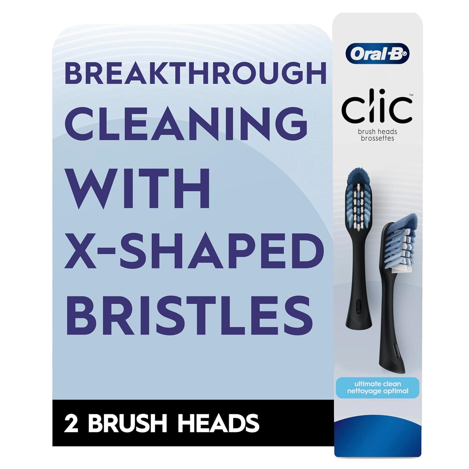 image:imageOralB Clic Toothbrush replacement heads 2 count toothbrushes black refill brush heads1 Count Pack of 2
