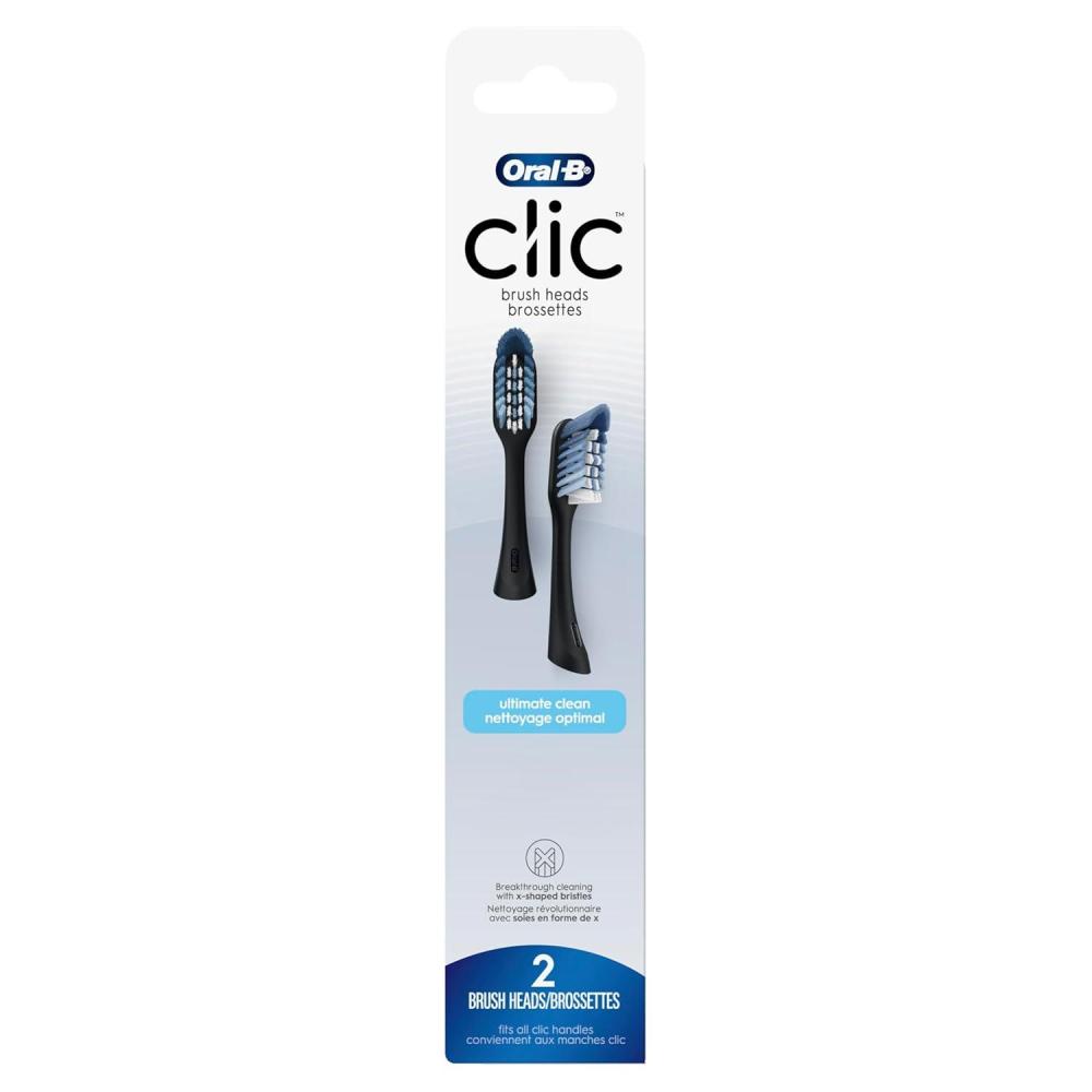 image:imageOralB Clic Toothbrush replacement heads 2 count toothbrushes black refill brush heads1 Count Pack of 2