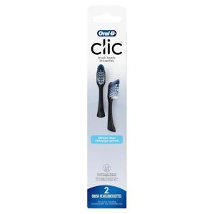 Oral-B Clic Toothbrush replacement heads, 2 count toothbrushes, black refill brush heads(1 Count (Pack of 2))
