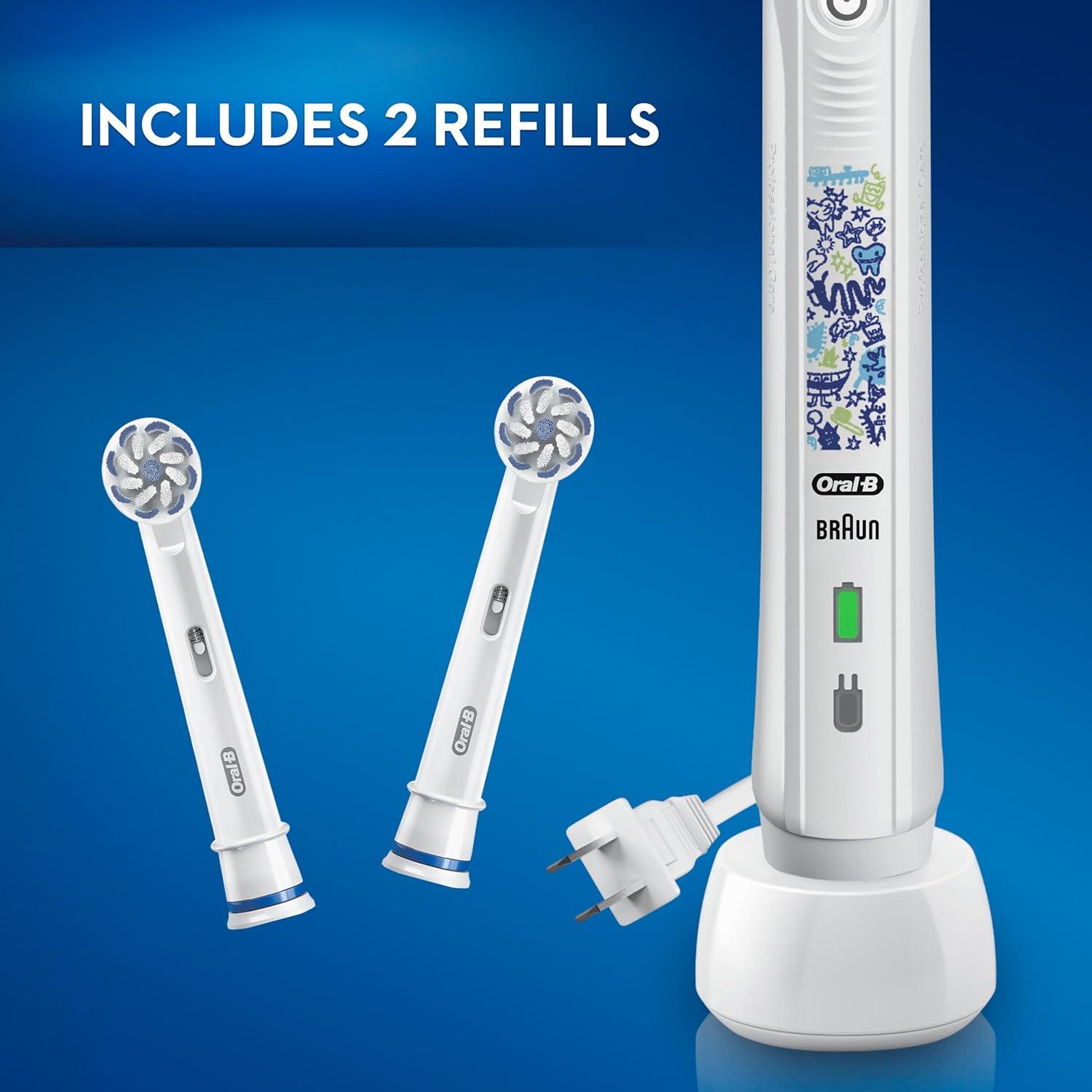 image:imageOralB Kids Electric Toothbrush with Coaching Pressure Sensor and Timer Rechargeable Toothbrush with Brush Head Sparkle amp ShineToothbrush