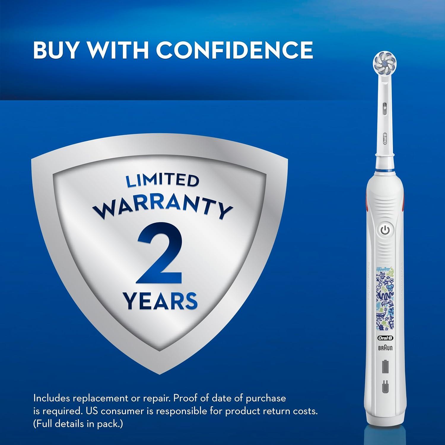 image:imageOralB Kids Electric Toothbrush with Coaching Pressure Sensor and Timer Rechargeable Toothbrush with Brush Head Sparkle amp ShineToothbrush