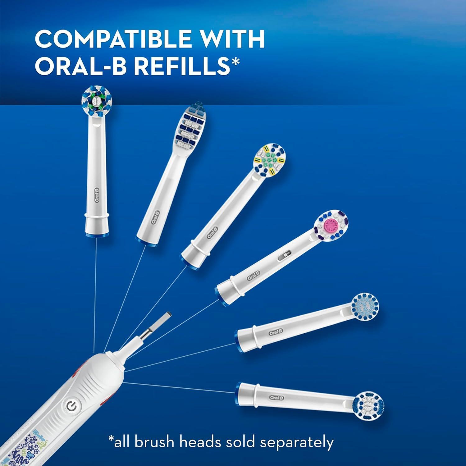 image:imageOralB Kids Electric Toothbrush with Coaching Pressure Sensor and Timer Rechargeable Toothbrush with Brush Head Sparkle amp ShineToothbrush