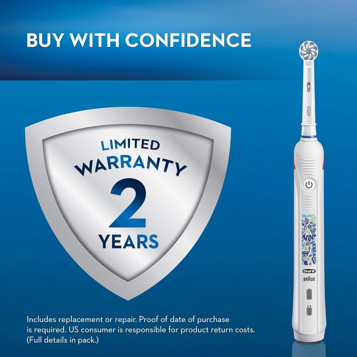 image:imageOralB Kids Electric Toothbrush with Coaching Pressure Sensor and Timer Rechargeable Toothbrush with Brush Head Sparkle amp ShineToothbrush