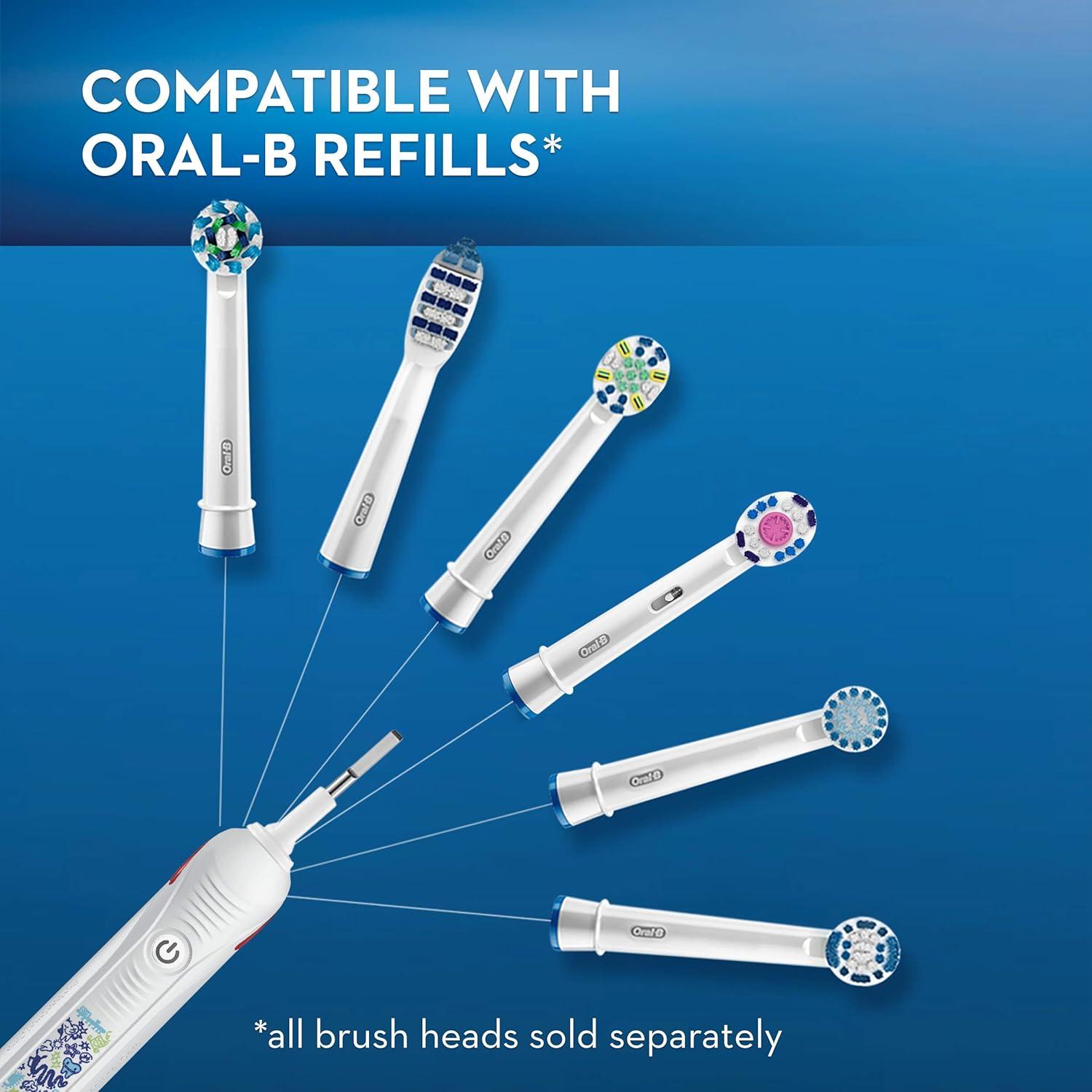 image:imageOralB Kids Electric Toothbrush with Coaching Pressure Sensor and Timer Rechargeable Toothbrush with Brush Head Sparkle amp ShineToothbrush