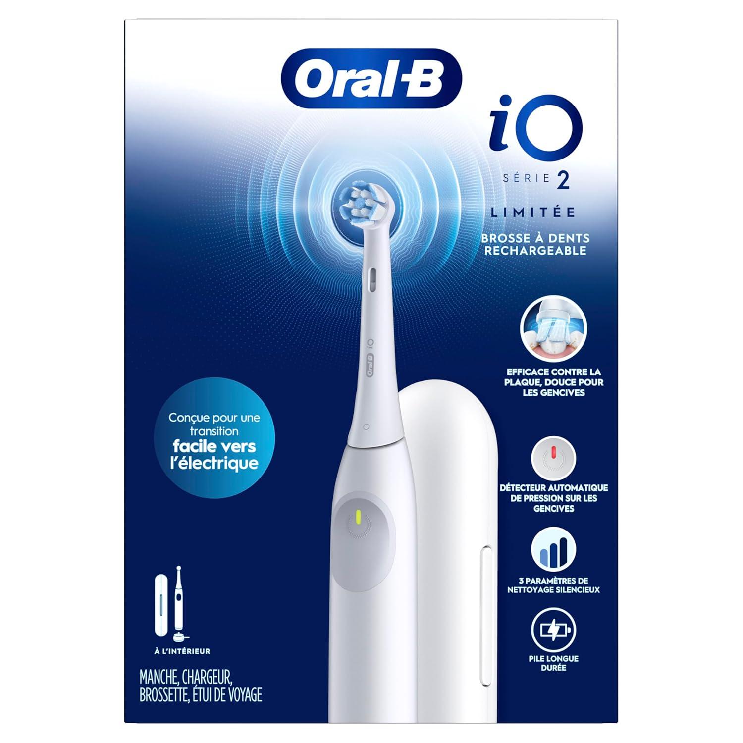 image:imageOralB iO Simple Clean Rechargeable Electric Powered Toothbrush Night Black with 1 Gentle Care Brush Head and 1 Black Travel Case Automatic Pressure Sensor to Protect Gums 3 Modes 2 Min TimerPure White
