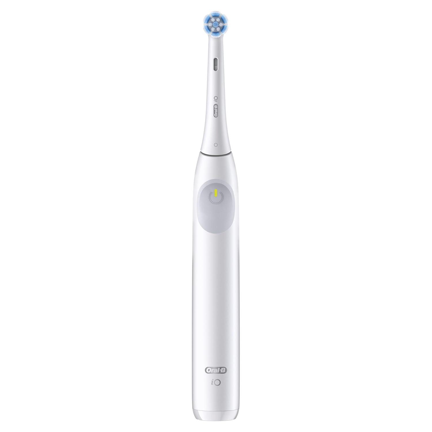 image:imageOralB iO Simple Clean Rechargeable Electric Powered Toothbrush Night Black with 1 Gentle Care Brush Head and 1 Black Travel Case Automatic Pressure Sensor to Protect Gums 3 Modes 2 Min TimerPure White