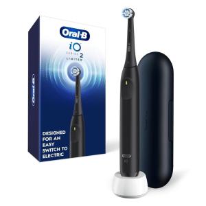 Oral-B iO Simple Clean Rechargeable Electric Powered Toothbrush, Night Black with 1 Gentle Care Brush Head and 1 Black Travel Case – Automatic Pressure Sensor to Protect Gums – 3 Modes – 2 Min Timer(Night Black)