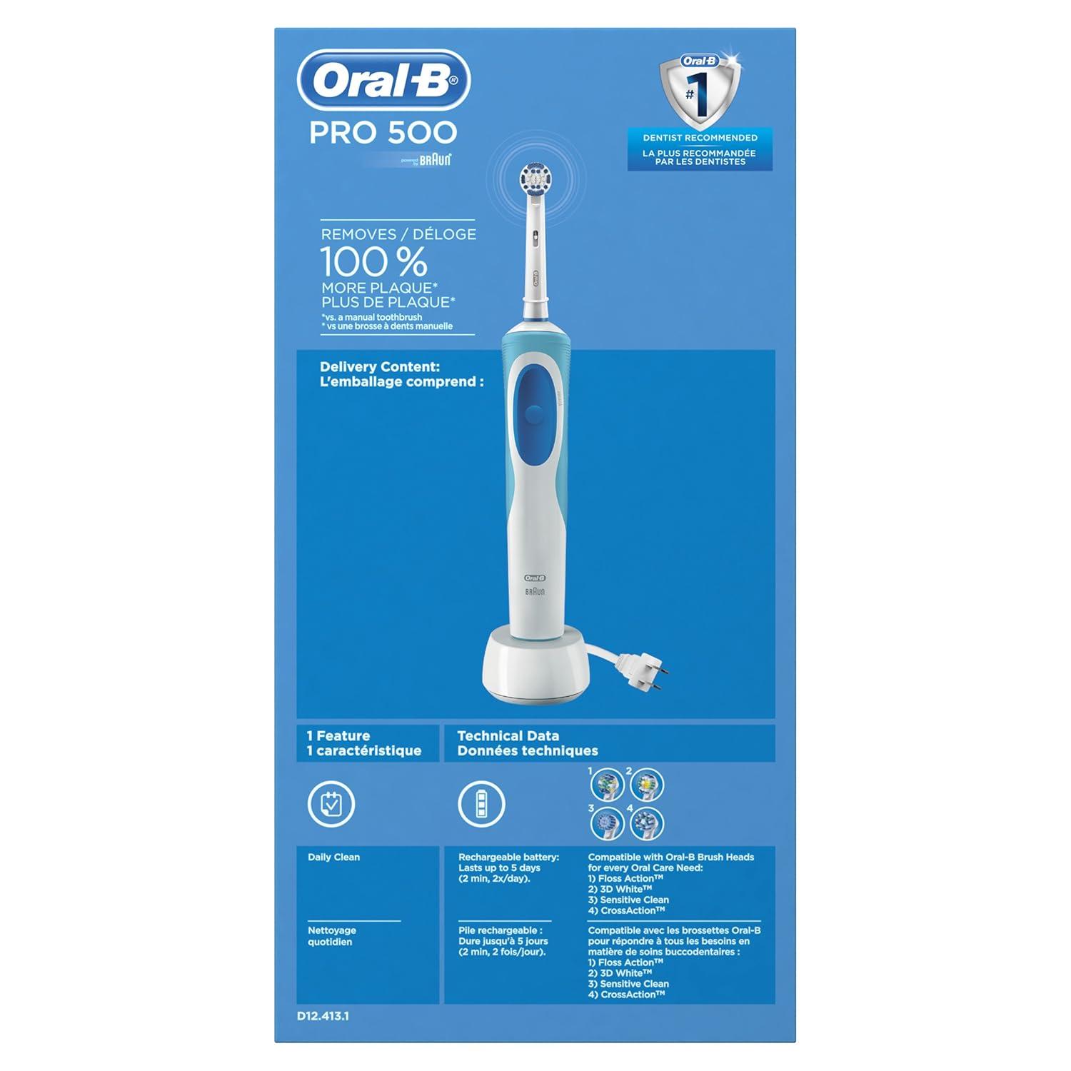 image:imageOralB Pro 500 Electric ToothbrushWhite